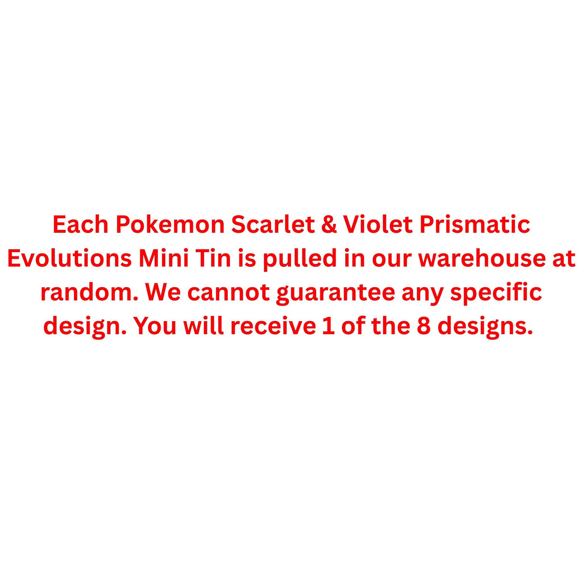 Pokemon Scarlet & Violet Prismatic Evolutions Mini Tin (Fall Sale)