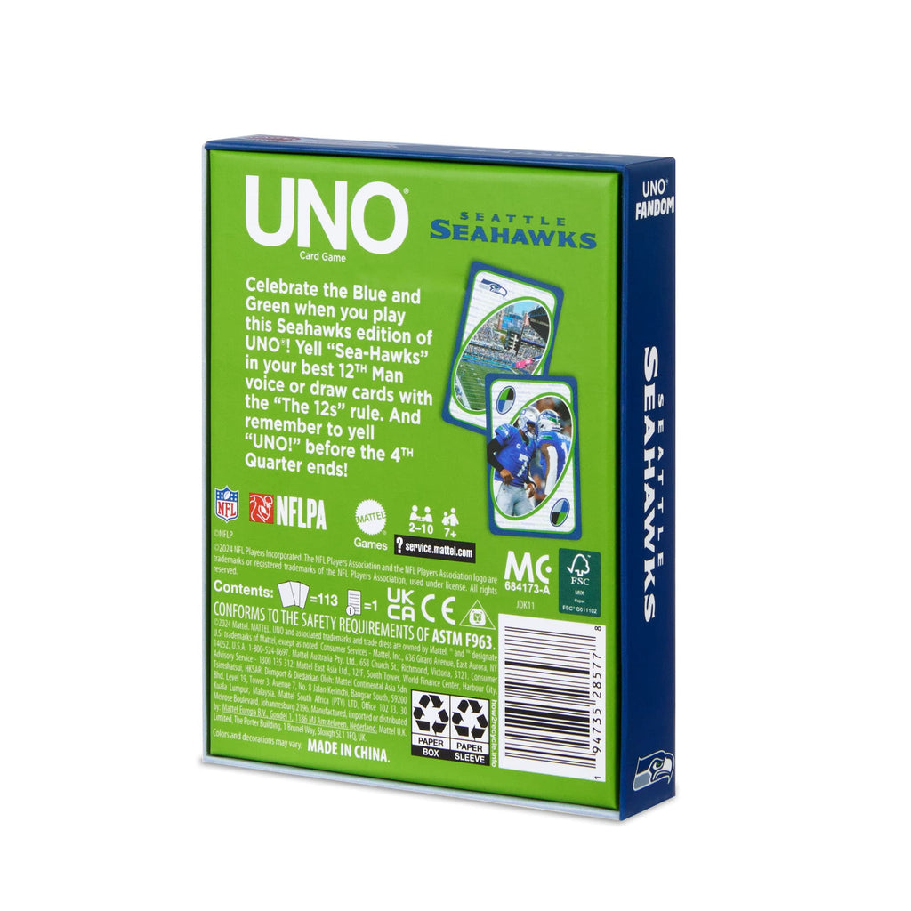 UNO Fandom NFL Seattle Seahawks Game Deck