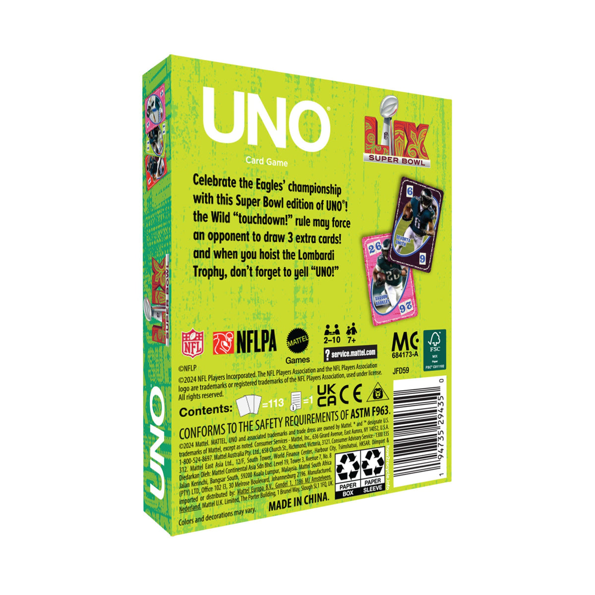 UNO Fandom x Super Bowl LIX Eagles Card Game