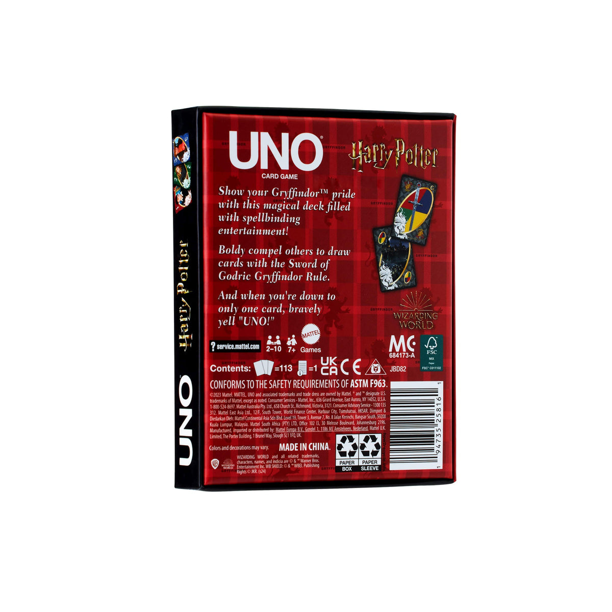 UNO Fandom Harry Potter Gryffindor Game Deck